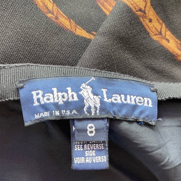 RALPH LAUREN Equestrian Horse Bit Hunter Black Red Lined Wool Wrap Skirt 8 USA - Picture 2 of 14